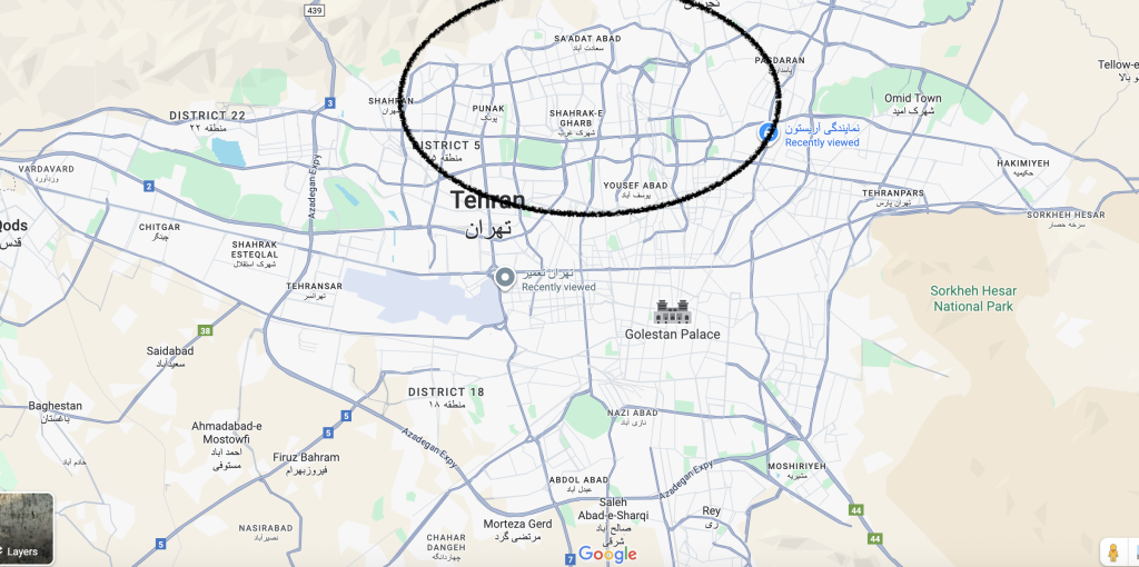 تصویر شمال نقشه تهران