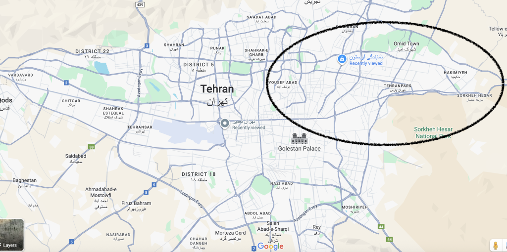 تصویر شرق نقشه تهران