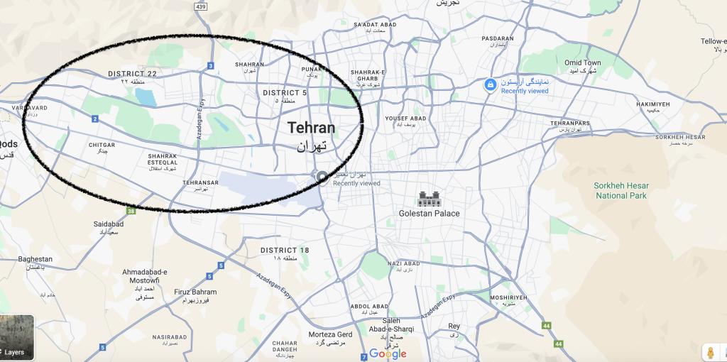 تصویر غرب نقشه تهران